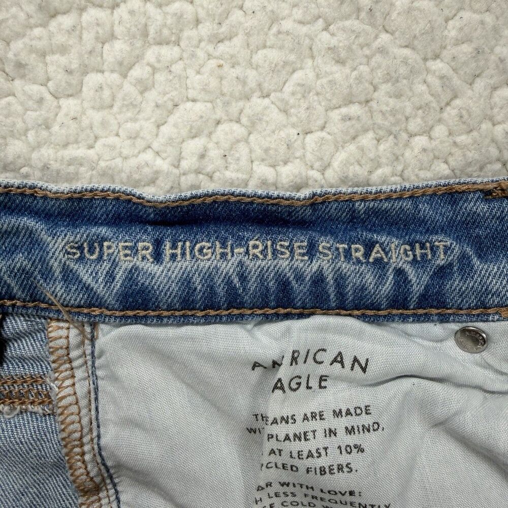 American Eagle Super High Rise Straight Jeans Women’s 10 (32x29.5) Y2K Grunge - Picture 7 of 12